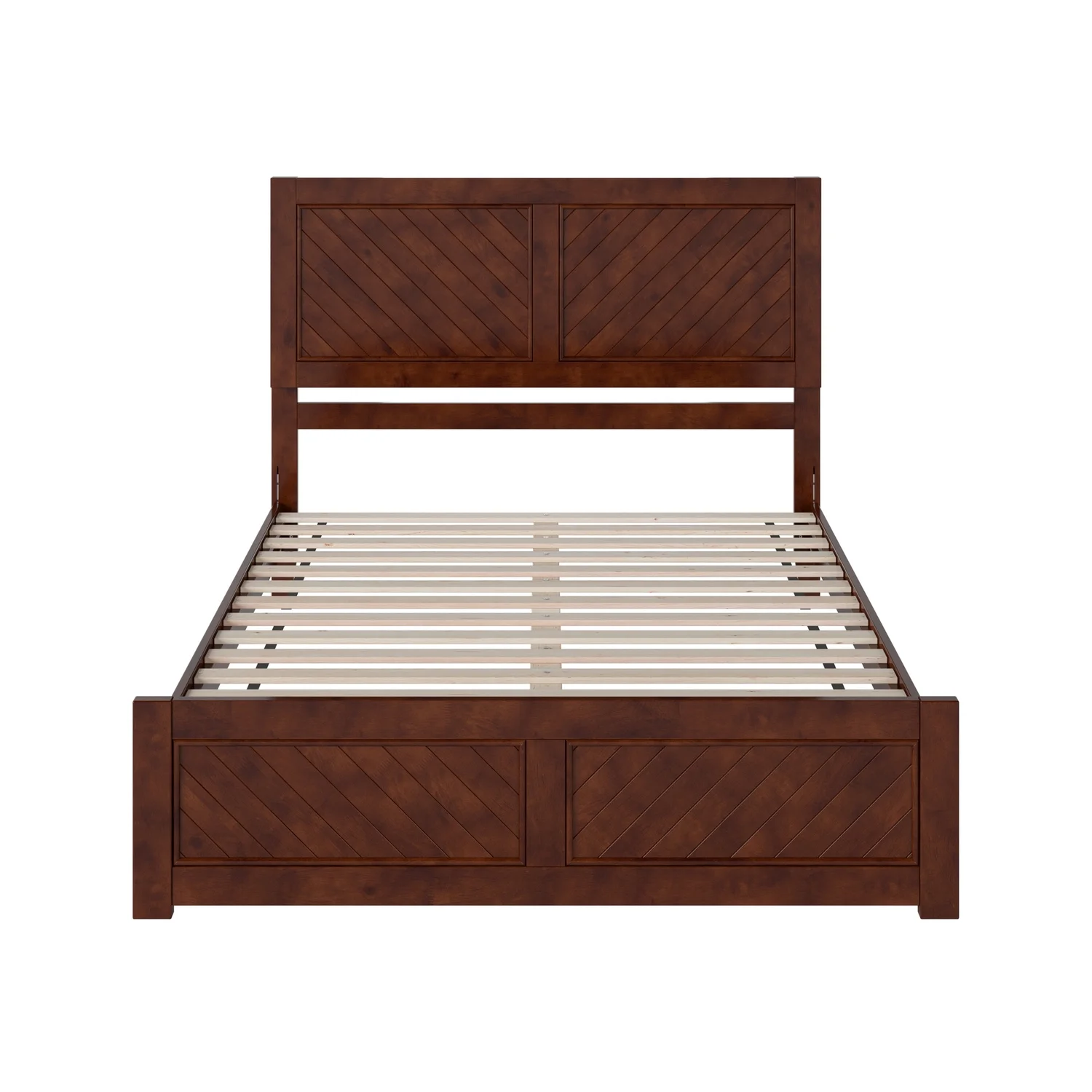 AFI Berkshire Queen Solid Wood Low Profile Platform Bed with Matching Footboard, Walnut