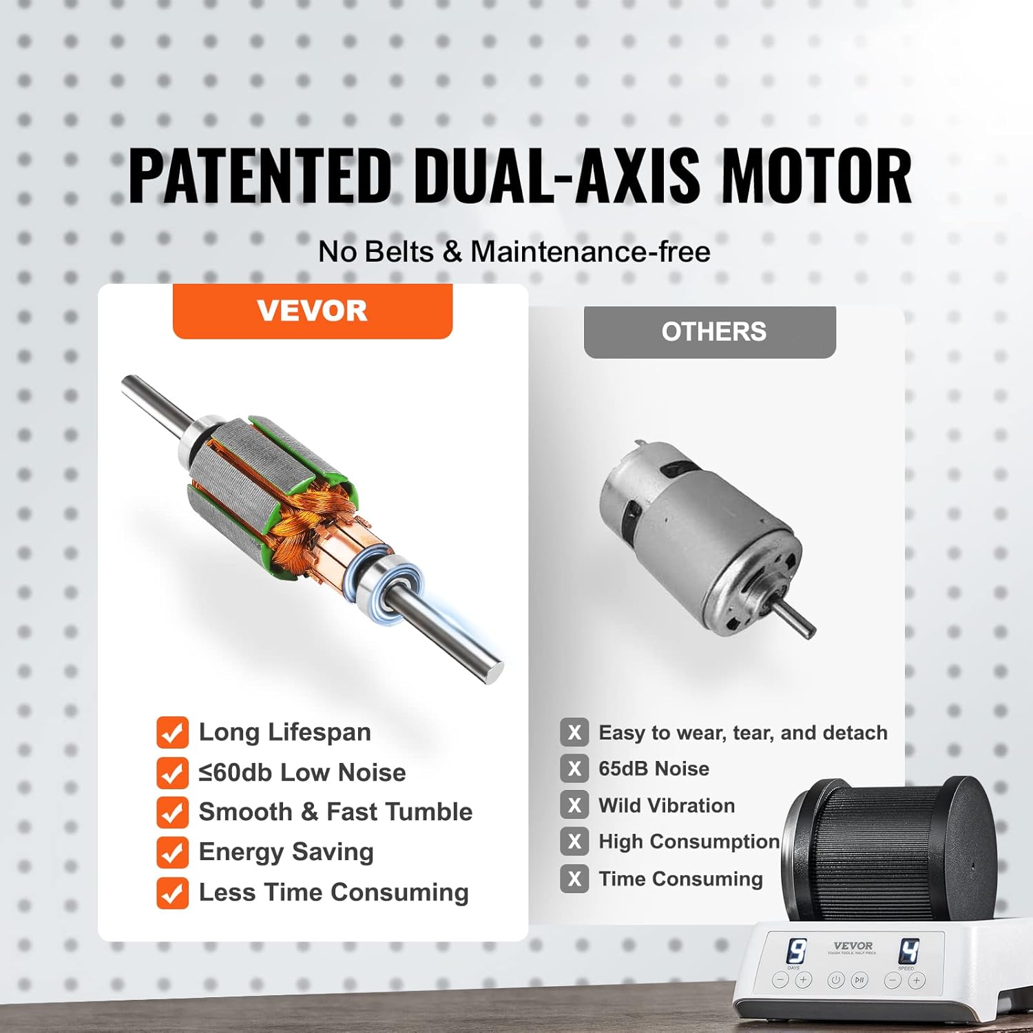 VEVOR Direct Drive Rock Tumbler Kit, 4-Speed/9-Day Timer, Professional Rock Polisher with Rough Gemstones/Grits/Jewelry Fastenings, Stone Polishing Kit for Family Fun Time, STEM Gift for Adults Kids