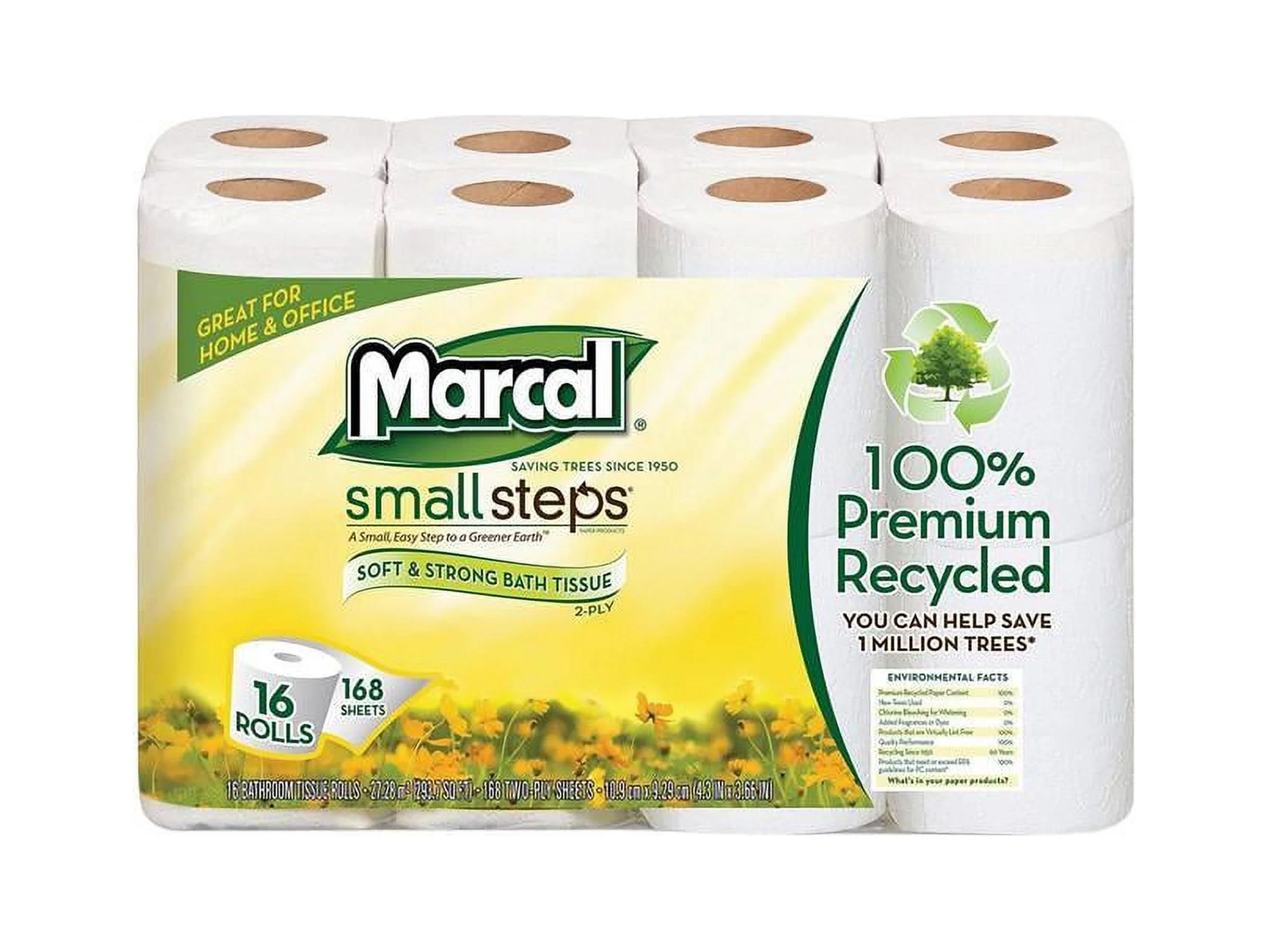 Marcal 100% Recycled Two-Ply Toilet Paper, White, 96 Rolls/Carton -MRC16466