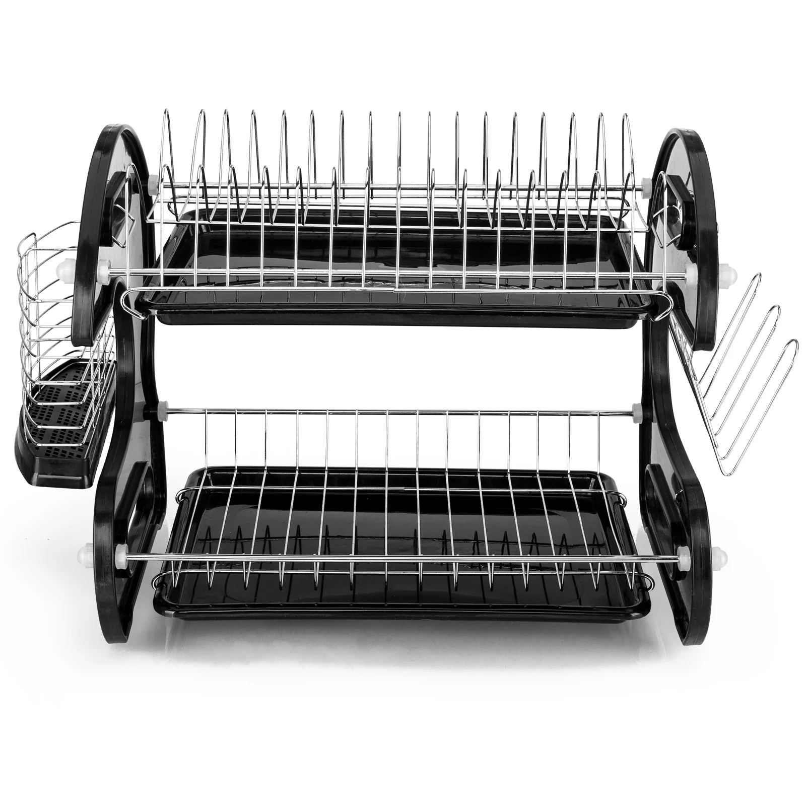 UBesGoo Home Basics Dish Plastic Drainer Washing Dryer, 2-Tier, Black