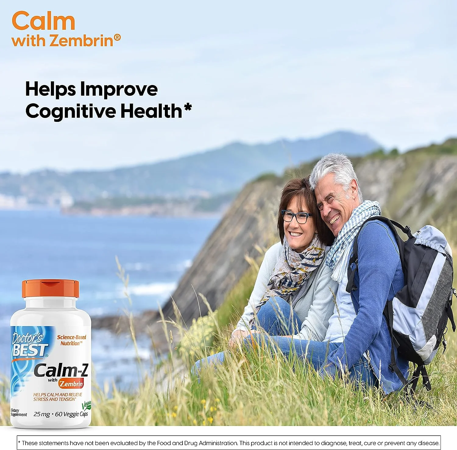 Doctor's Best Calm with Zembrin® - 25 mg - 60 Veggie Caps Pack of 4
