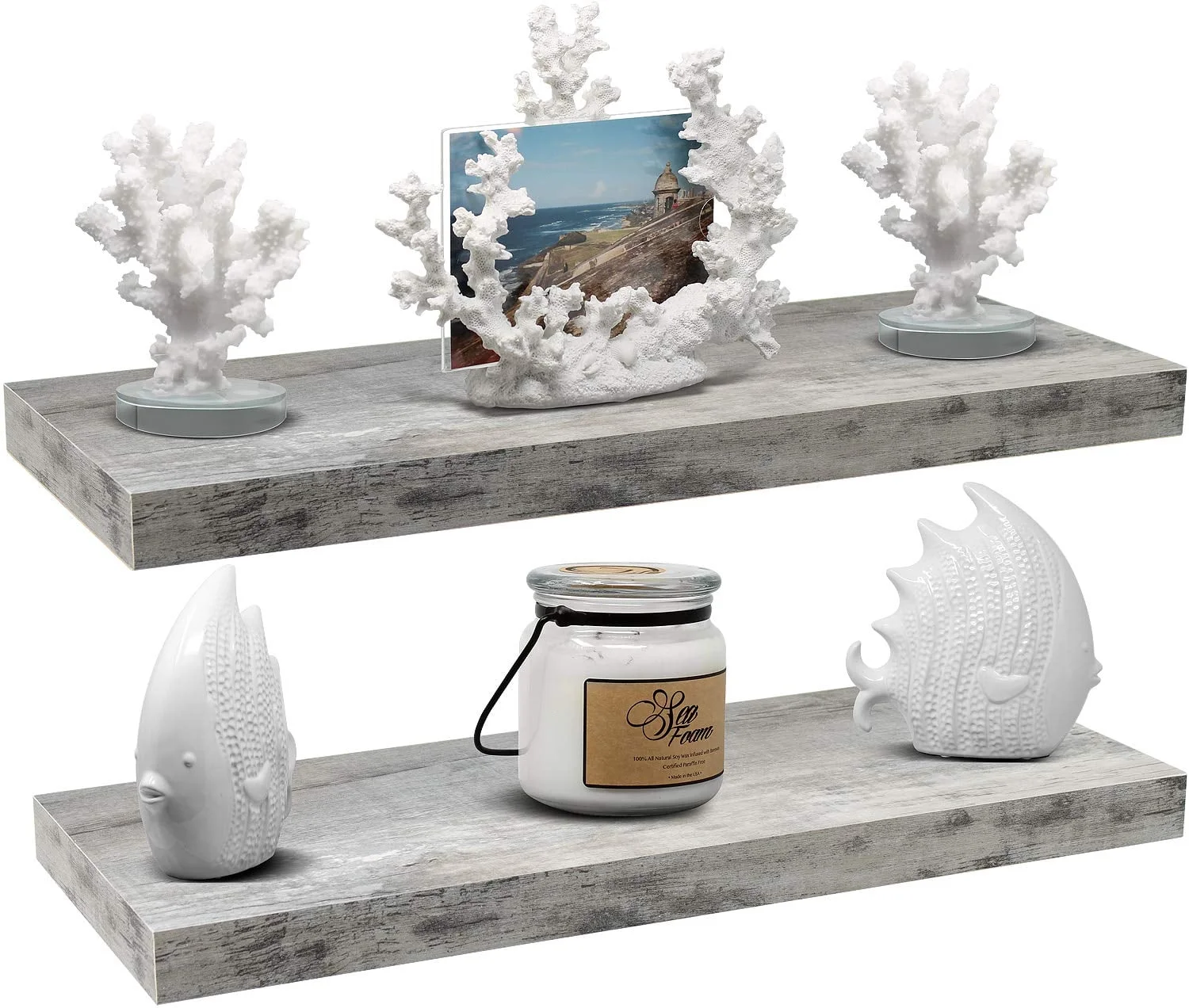 Floating Wall Shelf - Gray Wood