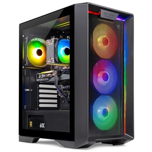Skytech Nebula Gaming PC Desktop, Ryzen 5 5600 3.5 Ghz (4.4GHz Turbo Boost), NVIDIA RTX 3050 6GB GDDR6, 1TB SSD, 16GB DDR4 RAM 3200, 650W Gold PSU, Wi-Fi, Win 11 Home