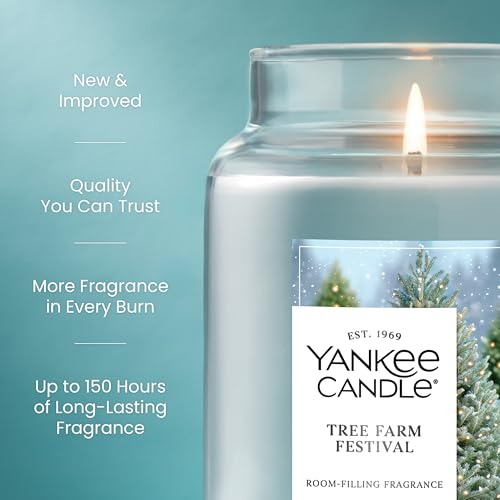 Yankee Candle Balsam & Cedar, Holiday Scented Candle, 22oz Large Jar with up to 150 Hour Burn Time, Giftable