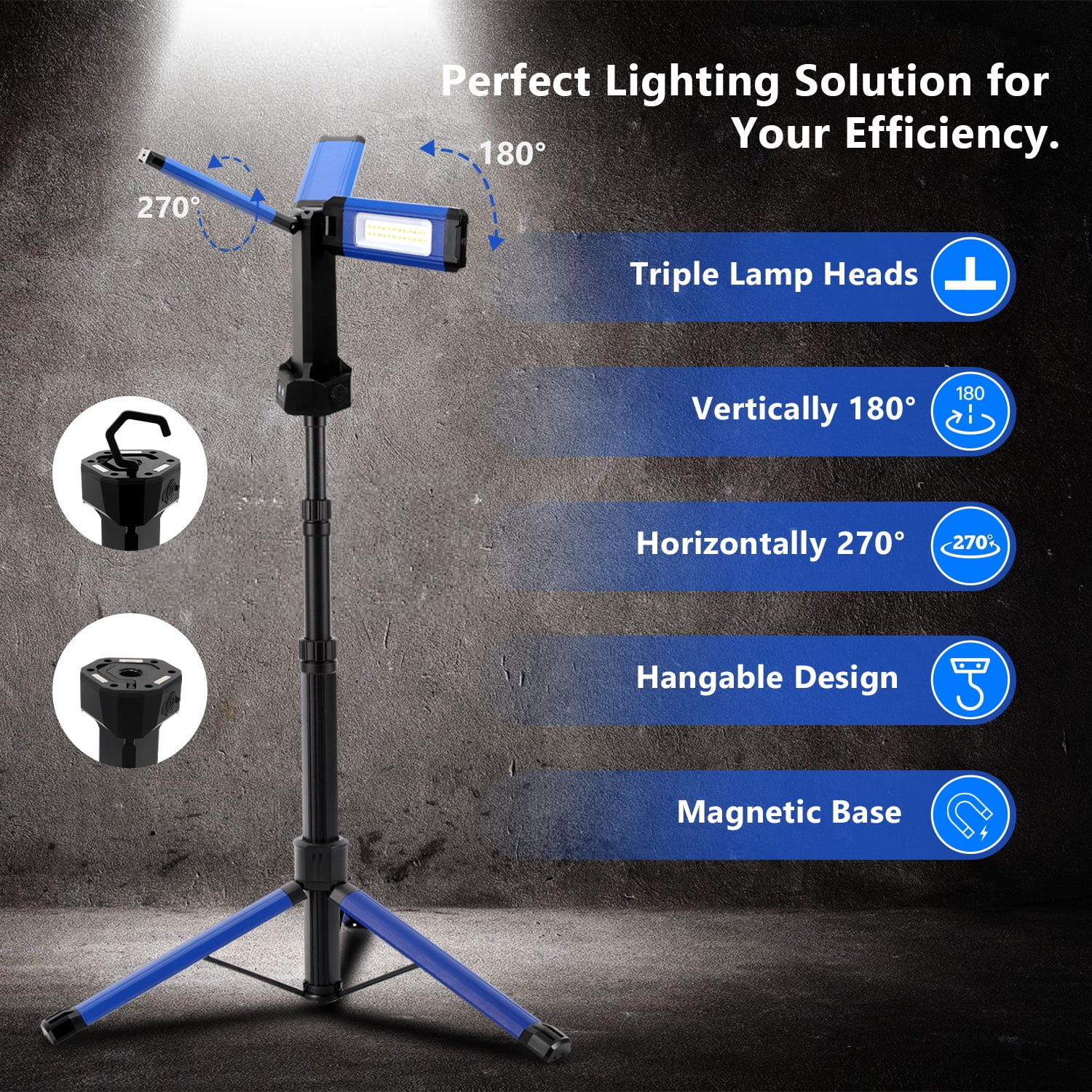 Teedor LED Work Light, Rechargeable Work Light with Tripod 2000 Lumens for Workshop Indoor Outdoor