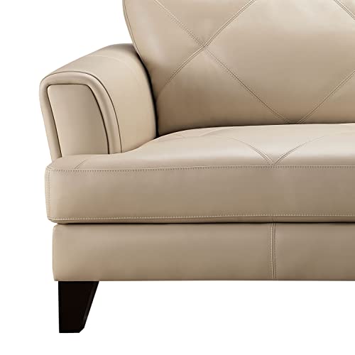Abbyson Living Top Grain Leather Loveseat, Cream