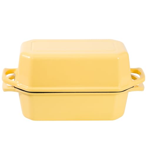 Bread Pan Cast Iron Loaf Pan with Lid Bread Loaf Pan 9x5 Inch Loaf Pan Enameled Cast Iron Sourdough Loaf Pan, DarkCyan