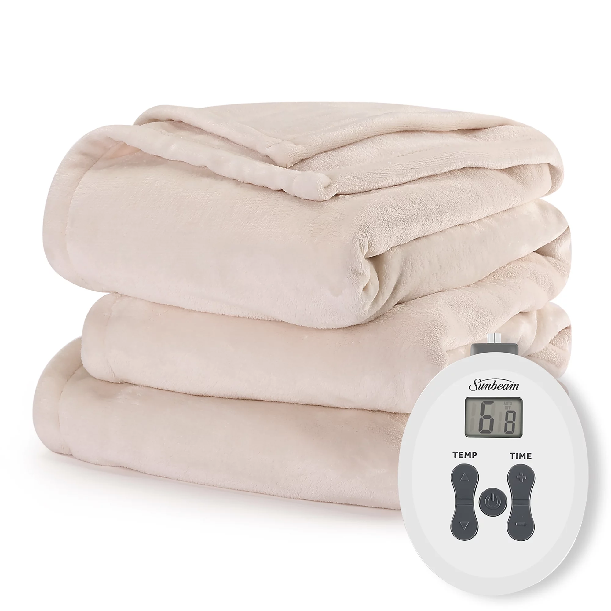Sunbeam Cream Nordic Velvet Electric Heated Blanket Twin Size, 84