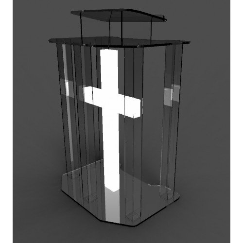 FixtureDisplays® Cross, Christian Lighted Church Sign White Plexiglass LED Light 11673 11673