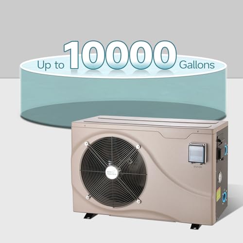 Above Ground Pool Heater EU50, Max 16184BTU Up to 5000gallons Electric Swimming Pool Heat Pumps, Titanium Heat Exchanger, 5.62 COP, 110V/120V, Fits 8/11/15 Foot Pools Heating Pool Warmer