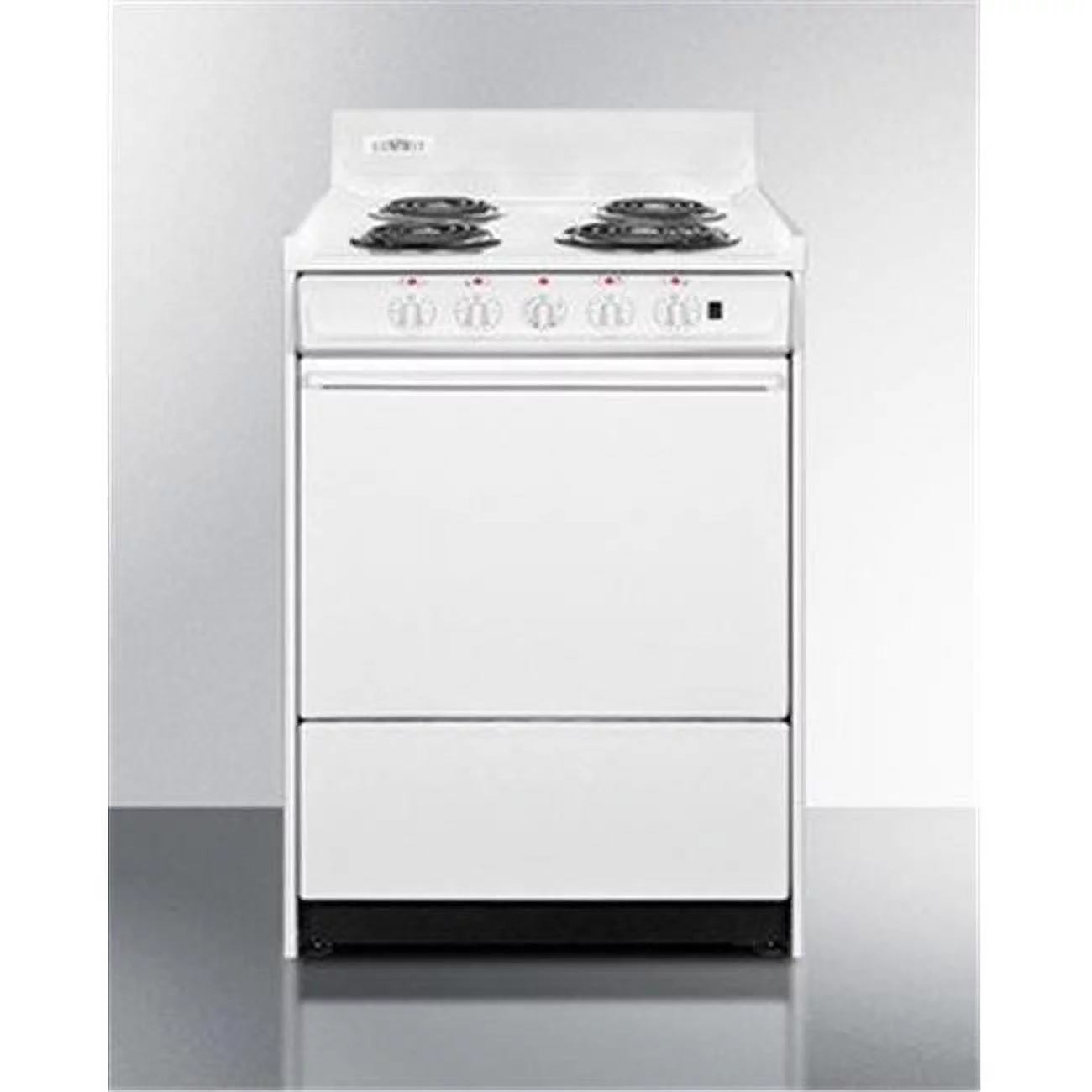 Summit Appliance WEM6171Q 24 in. Electric Range with Indicator Lights & A Three-prong Line Cord, White