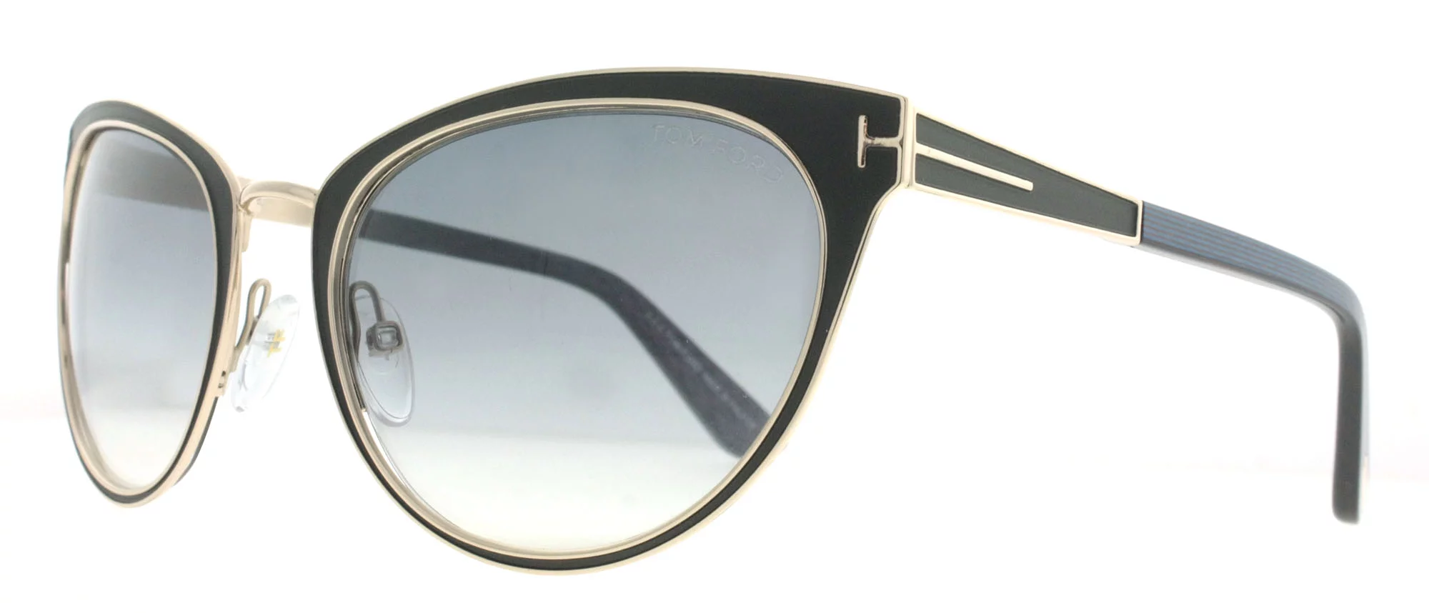 Tom Ford TF 373 NINA 01B Matte Black/Purple/Gold Cat Eye Womens Sunglasses