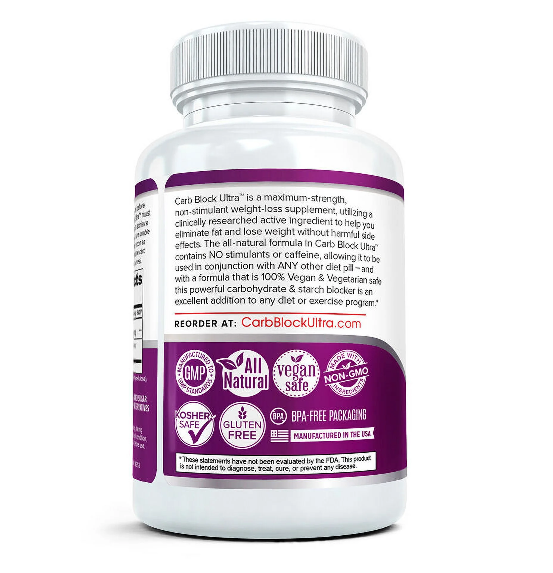 CARB BLOCK Best Starch & Fat Blocker Weight Loss Diet Pill - 60 Capsules (Pack 0f 2)