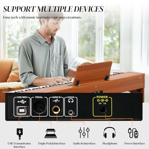 Ktaxon Digital Piano 88-Key Weighted Action Electric Piano with 3-Pedal Unit, Double Bluetooth, Split/Touch/Transpose Control Functions(Black)