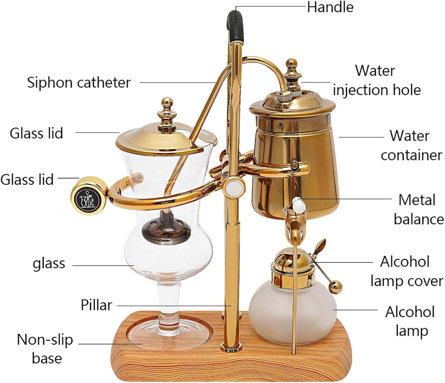 Belgian Belgium Luxury Royal Family Balance Syphon Siphon Coffee Maker,Belgium Family Balance Siphon,Syphon Coffee Maker,Antique Double Ridged Fulcrum,Belgian Coffee Maker,Coffee Machine,US Stock