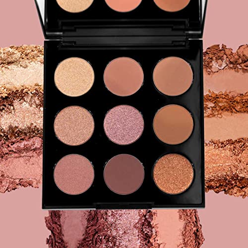 Palladio Ultimate 9-Count Eyeshadow Palette, Talc-Free Formula, High Pigmented Shades in A Mix of Matte & Shimmer Finishes, Blendable Long Lasting Colorful Professional-Grade Makeup (Natural Earth)