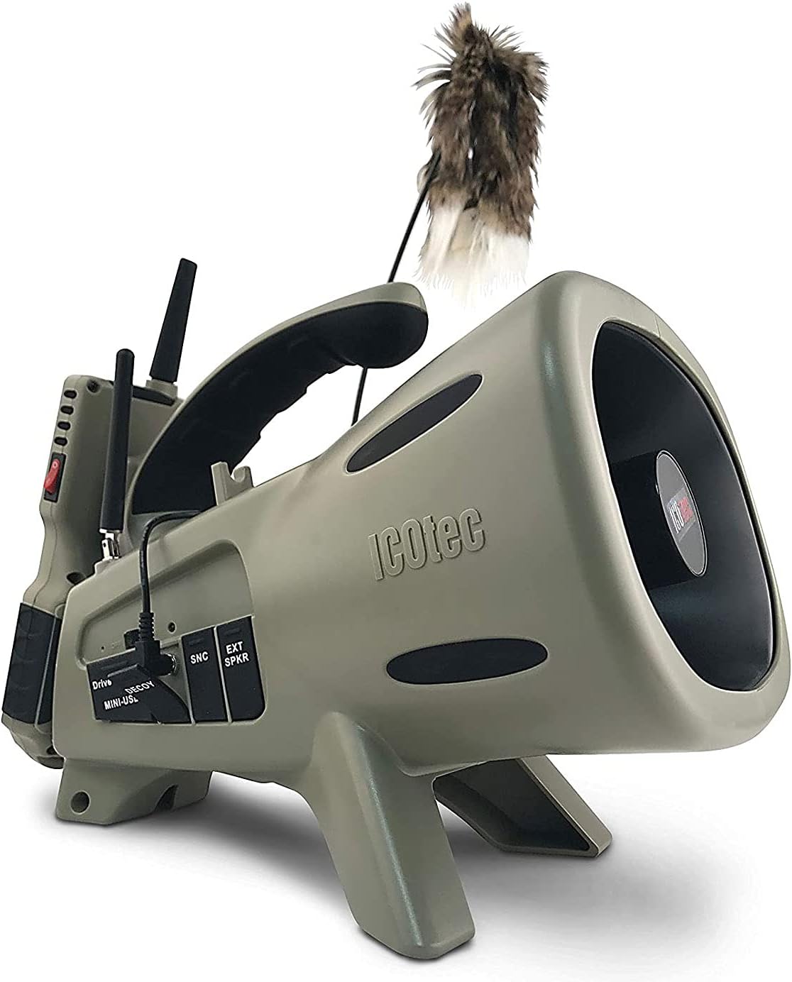 Icotec Outlaw Programmable Game Call/Decoy Combo - 240 Professional Sounds - 300 Yard Remote Range - Play 2 Sounds Simultaneously - Coyote Killing Machine