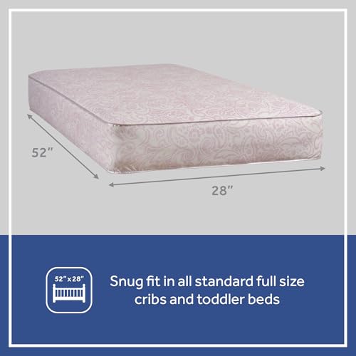 Sealy Baby Ortho Rest Waterproof Crib Mattress plus Toddler Bed Fit, 150 Extra Firm Coils, Orthopedic Comfort, GREENGUARD Gold Certified, Safety & Quality Tested, Made in USA, 52