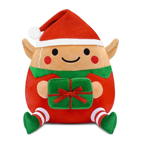 Christmas Reindeer Stuffed Animal, Cute Santa Stuffed Reindeer Plush Toys Decoration, Soft Christmas Deer stuffy Gifts for Kids Girls Baby Teens, Xmas Deer Plush Elk Pillow Home Party Decor