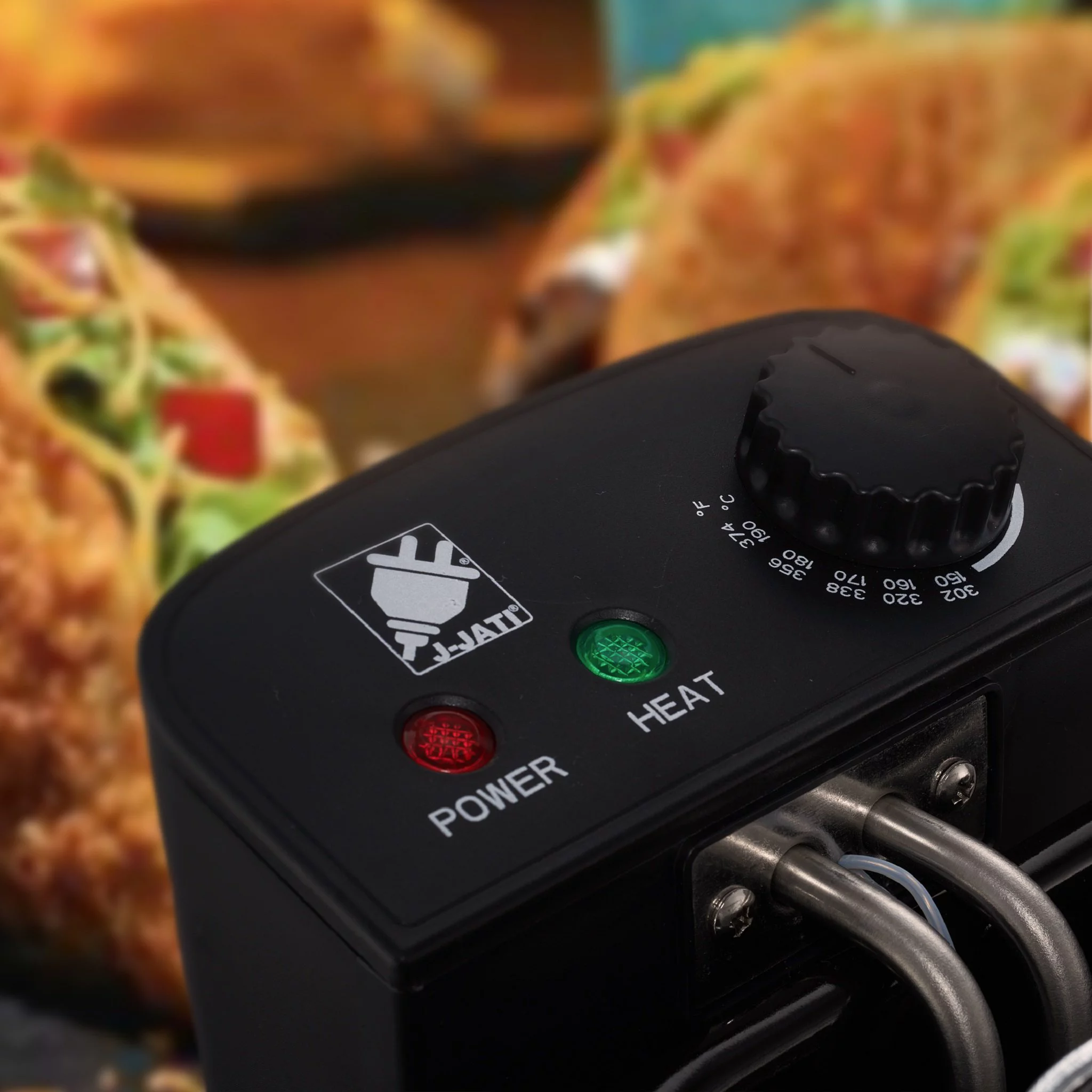 JJati Deep Fryer with Basket Stainless Steel, Easy to Clean Deep Fryer Cool Touch Handles on Housing, Oil Bowl and Basket Clear Vent Adjustable Temp, Silver