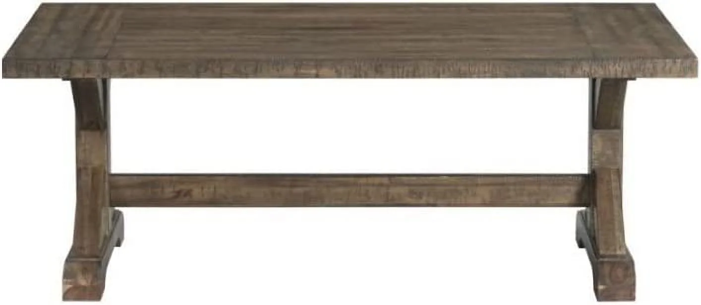 HJZUINIUNIU 48" Solid Farmhouse Rustic Wood Trestle Base Coffee Table in Walnut Brown