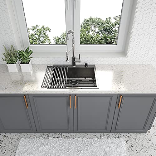 25 Inch Utility Laundry Sink Drop In 16 Gauge Stainless Steel Single Bowl Laundry Room Sink Laundry & Utility Room Kitchen Sinks 25