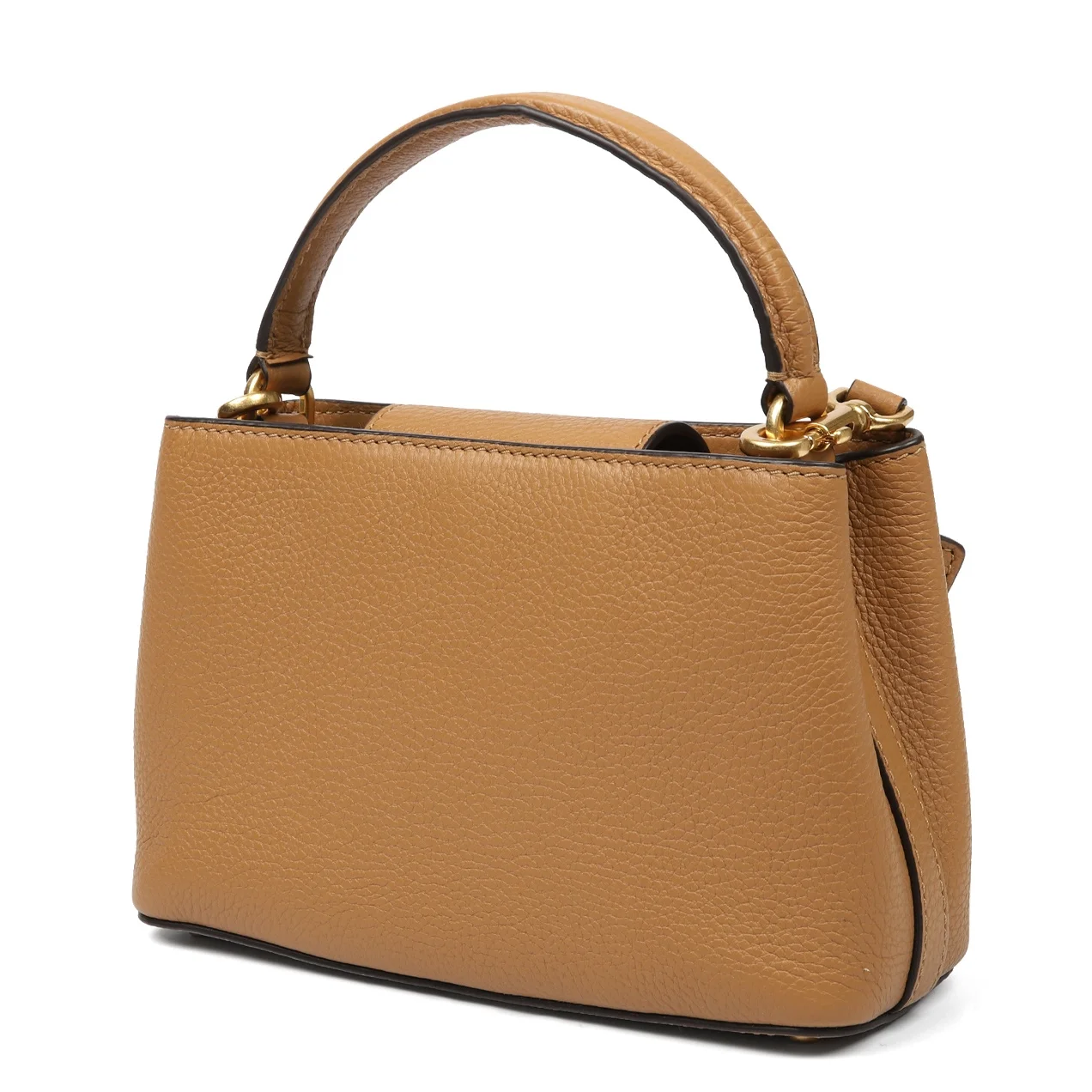 Tory Burch Women's Britten Pebbled Leather Micro Satchel Crossbody Bag (Tiramisu)