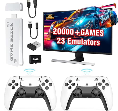 Wireless Retro Game Console Classic Plug and Play Retro Gaming Console with Built-in 23 Emulators 20000+ Games, 4K HDMI Output & 2.4G Wireless Controller Gamepad, Gifts for Christmas
