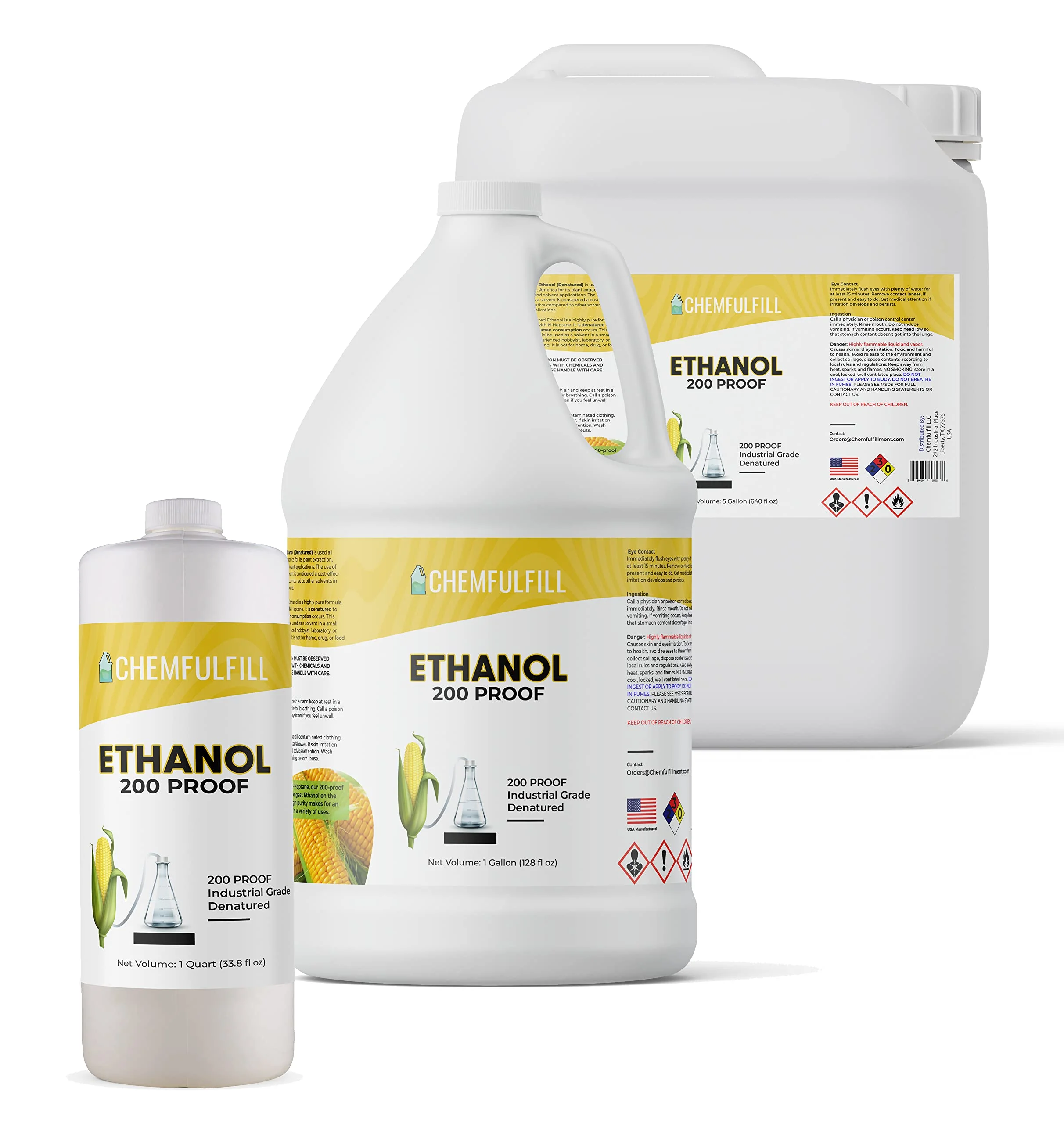 Chemfulfill 200 Proof Ethanol - Ethanol (100% EtOH Denatured) (15-Gallon (1,920 fl oz))
