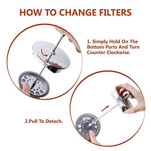 French Press Coffee Maker – Single Serve 1 Cup Small Stainless Steel Thermal Double Walled French Press 350ML/12OZ