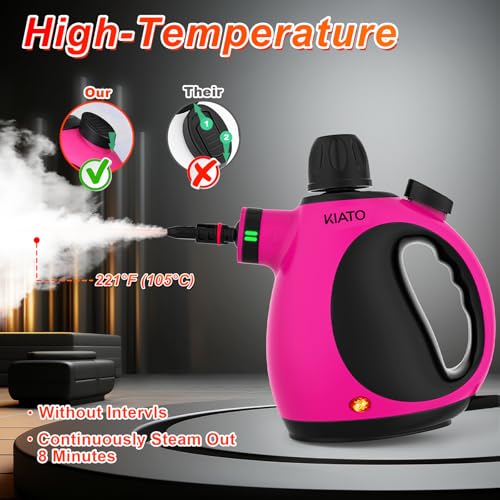 Kiato Handheld Steam Cleaner, 10 in 1 Hand Held Steamer for Cleaning, Portable Pressurized Steamer for Home Use, Bathroom, Mini Steam Cleaners for Upholstery Furniture Sofa Couch Floor Tile Grout