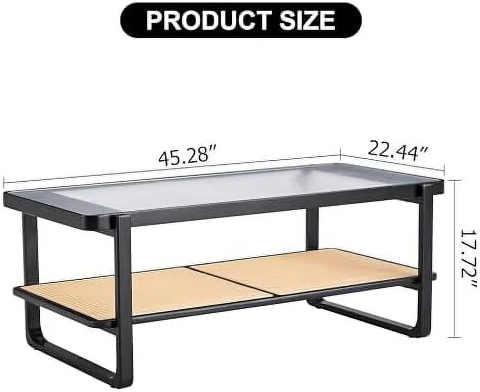 TJUNBOLIFE Square Rustic Coffee Table  Modern Farmhouse Wood Simple Coffee Table with Metal Legs  Center Table for Living Room