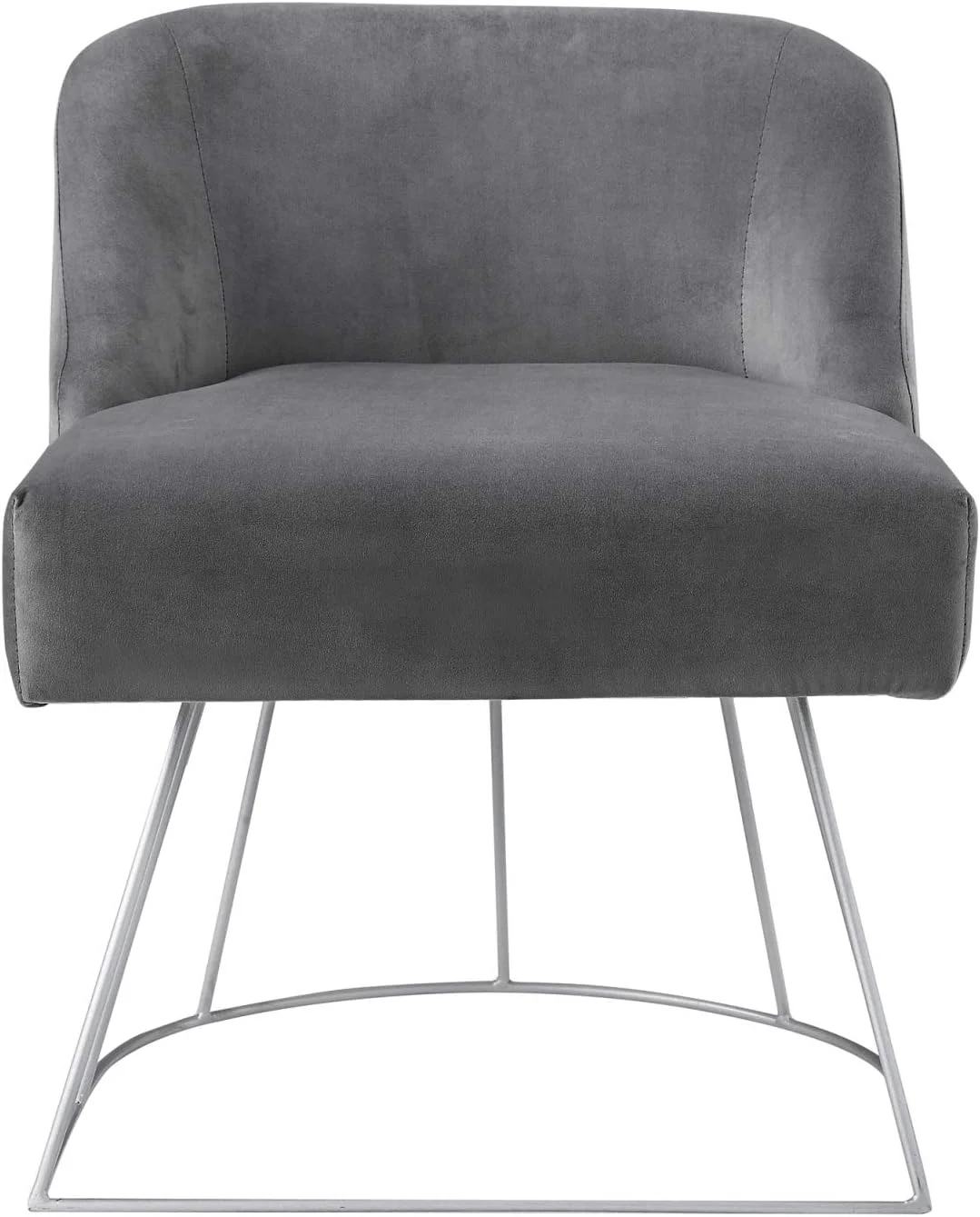 Odile Velvet Vanity Stool With Silver Base , Grey