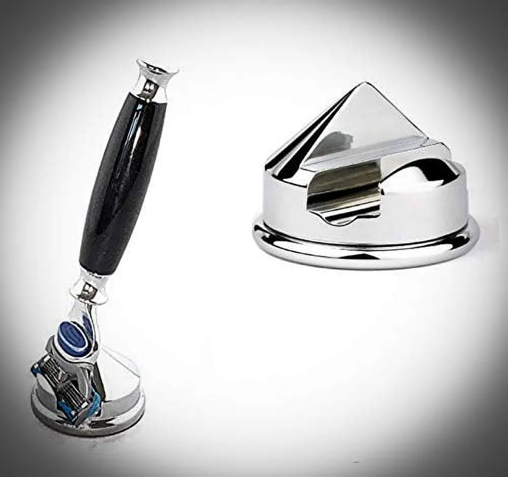 G.B.S Men’s Shaving Set- 5 Blade Razor, Ceramic Black Shaving Mug,  Shaving Brush, Sandalwood Aftershave, 97% All-Natural Shaving Soap & Razor Cone Stand for Men’s -Boxed (Black)