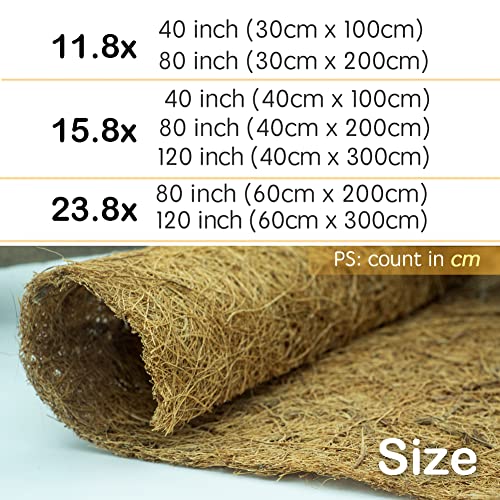 Coco Liner Roll, 12x80 inch Natural Coconut Liners for Planter Flower Basket, Natural Coconut Fiber mat, Garden Decoration, Animal pet pad, Reptile Carpet
