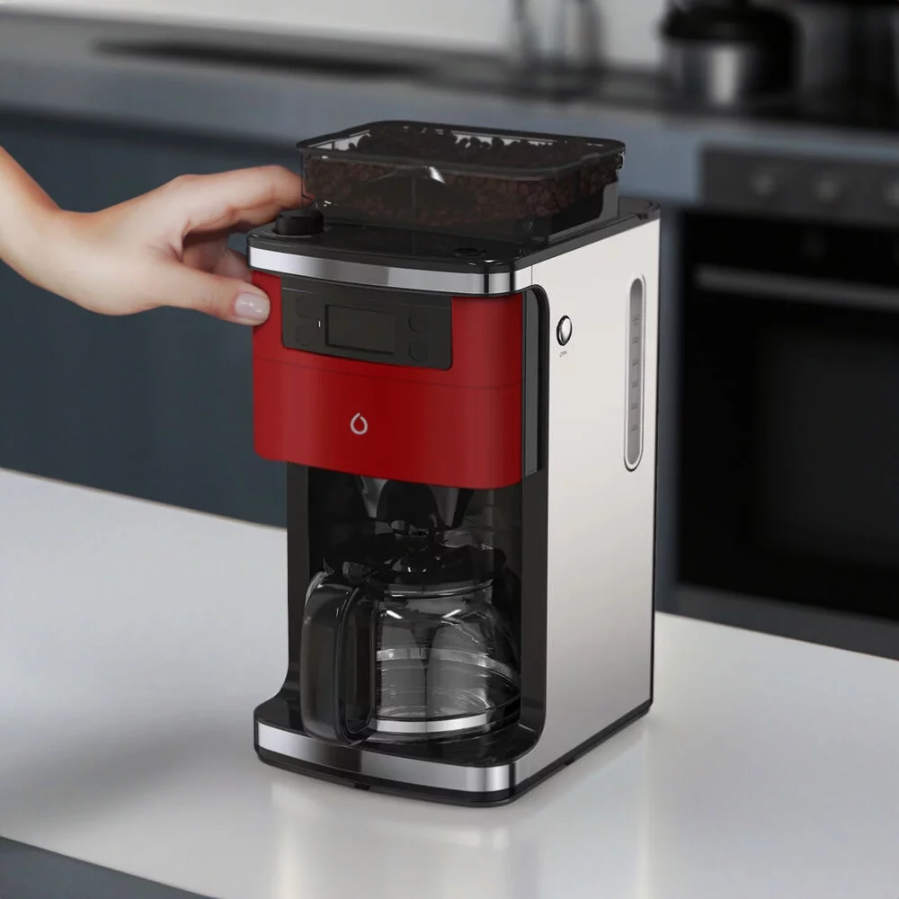 Smarter Brand iCoffee Brew Coffee Maker with Built-in Grinder and Smarter App, Red, New