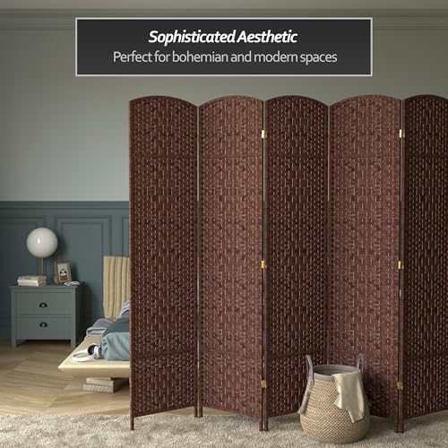 Red Lantern 7 ft. Tall Diamond Weave Dark Beige-6 Panels Room Divider