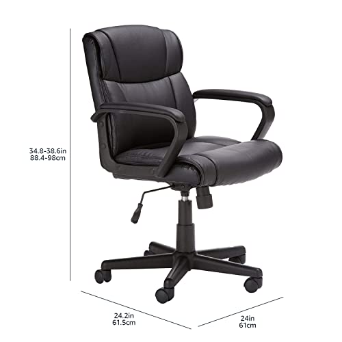 Amazon Basics Office Computer Task Desk Chair with Padded Armrests, Mid-Back, Adjustable, 360 Swivel, Rolling, 275 Pound Capacity, 24.2