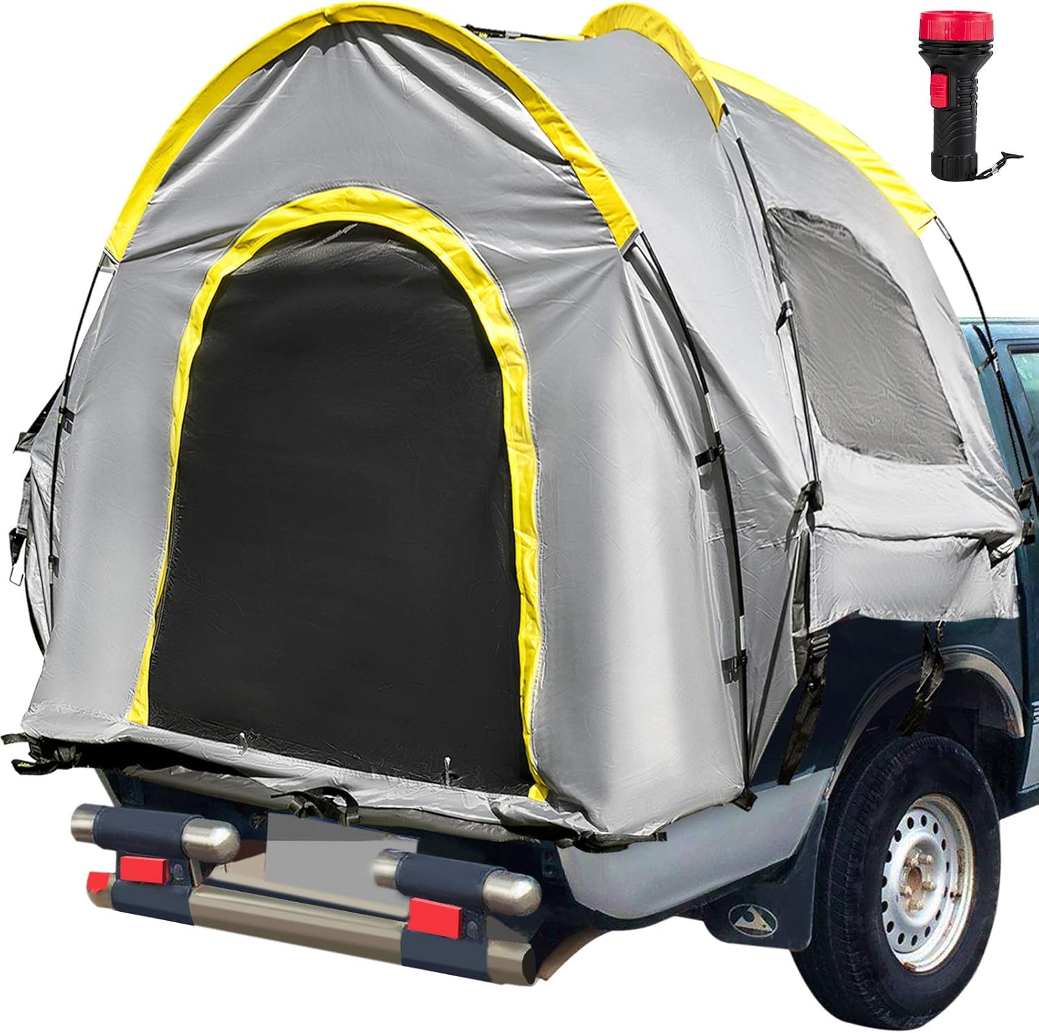 VEVOR Truck Tent 6.4'-6.7' Truck Bed Tent, Full Size Pickup Tent, Truck Camper, 2-Person Sleeping Capacity, 2 Mesh Windows, Easy to Setup Truck Tents for Camping, Hiking, Fishing, Grey Color