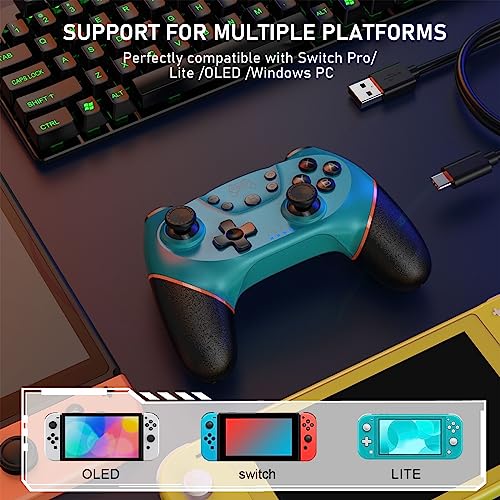 Upgraded Wireless Controller for Switch/Lite/OLED/Switch 2 Pro Controller for Switch Remote Joystick Gamepad Supports Wake up, Gyro Axis, Turbo, Dual Vibration and Screenshot Function