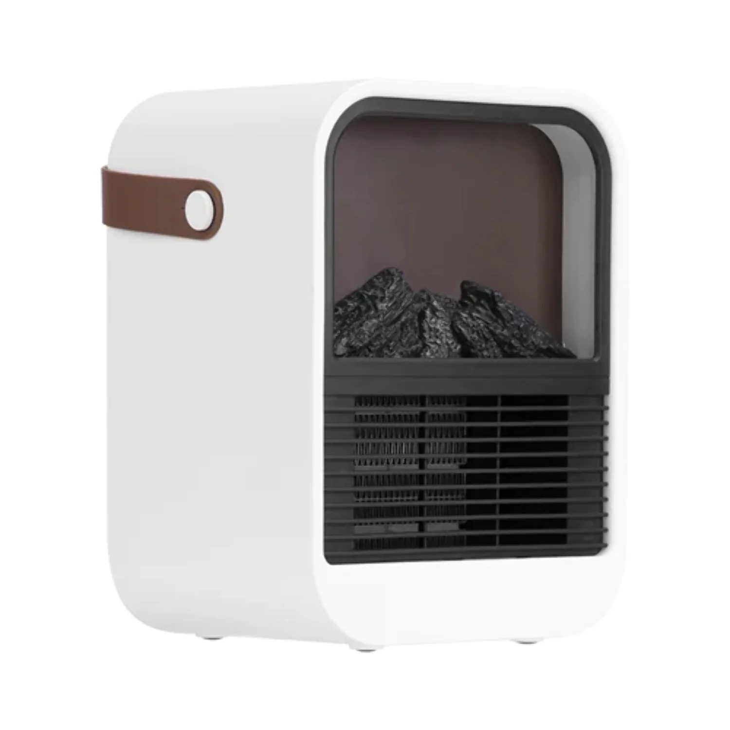 Fresh Fab Finds  1500W Portable Electric Fireplace 2 Gear Temperature PTC Ceramic Space Heater with Realistic Burning Flame Overheating Tip Over Protection, White