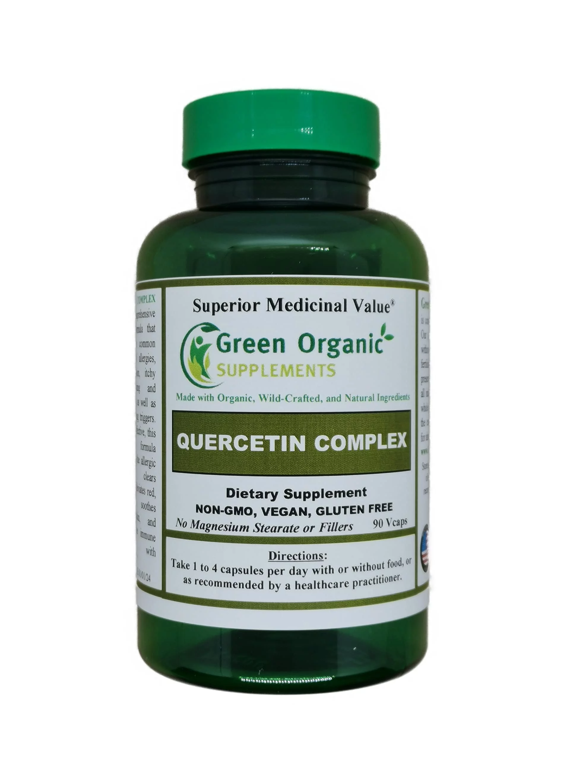 Green Organic Supplements' Quercetin Complex, 90 VCaps, High Absorbable, Non-GMO, Gluten-Free | Supports Health and Immune System