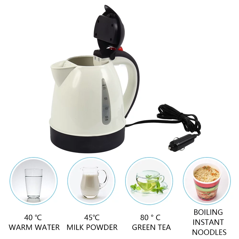 ODOMY Car Travel Kettle Socket Camping Tea Coffee Thermos Van Caravan Water Boiler