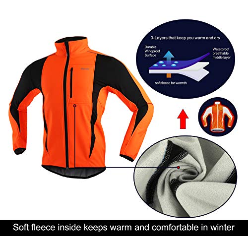 ARSUXEO Winter Warm UP Thermal Softshell Cycling Jacket Windproof Waterproof 15-k