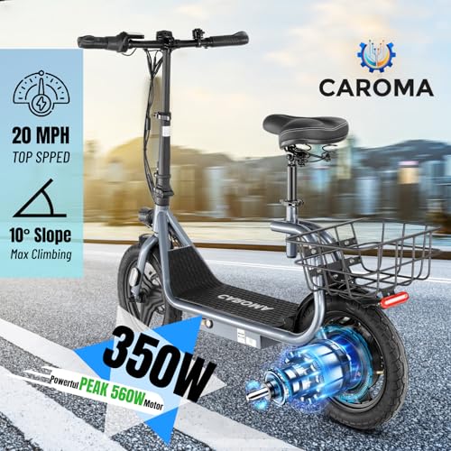 Caroma Peak 1200W Electric Scooters with Seat, Electric Scooter Adults with Basket, 14