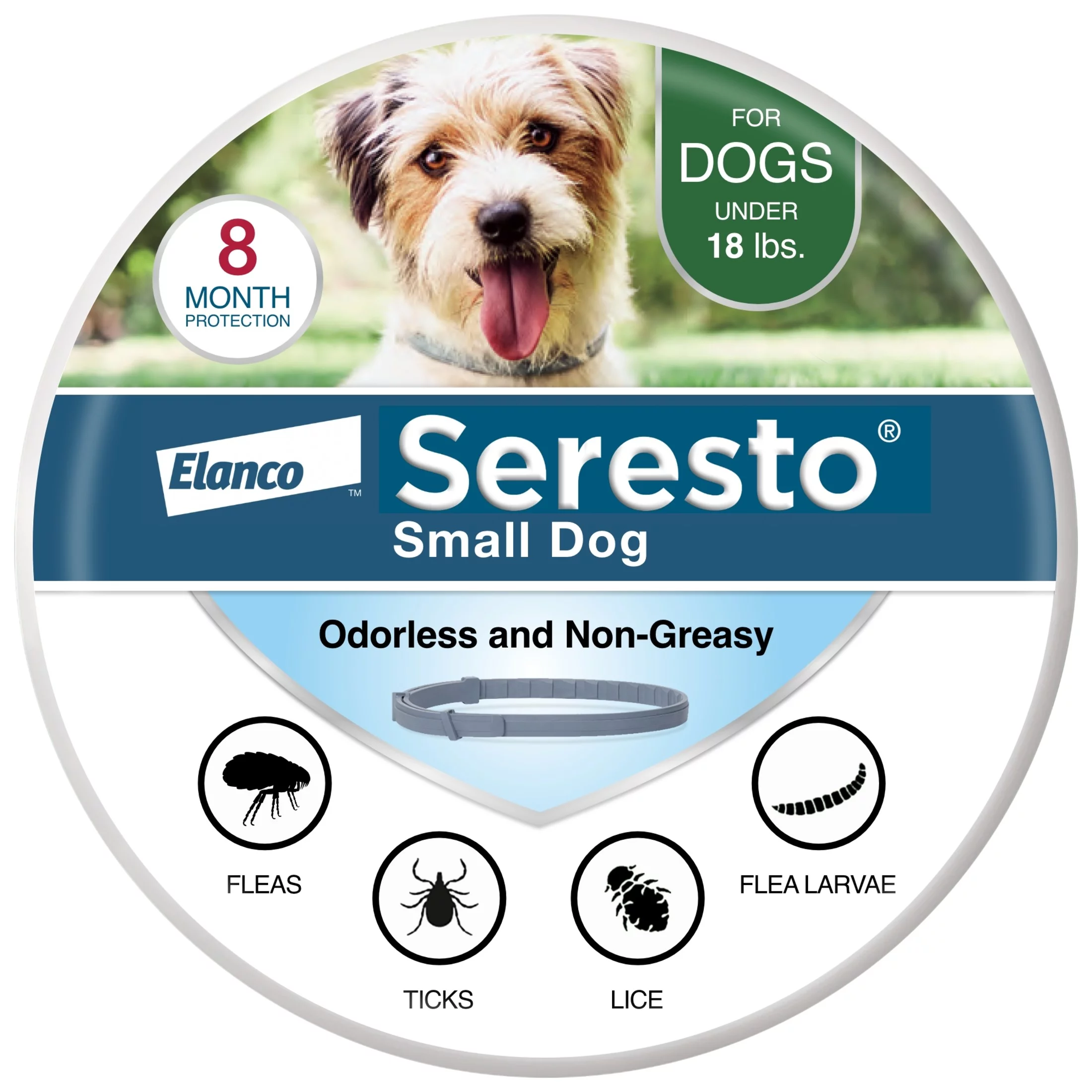 Seresto Small Dog Vet-Recommended 8-Month Flea & Tick Prevention Collar, Under 18 lbs
