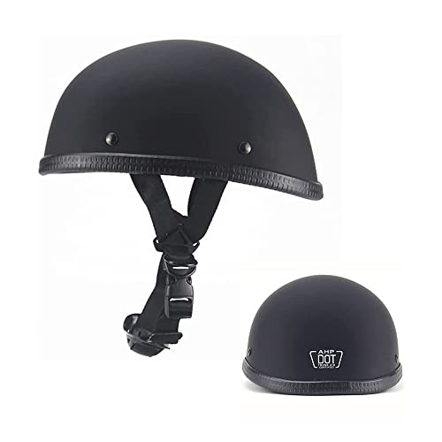 Helmets Half Shell Skull Cap Motorcycle Helmet – DOT Approved German Style Half Face Motorcycle Street Cruiser Helmet Retro Half Helmet for Adult Men Women - Small and Light