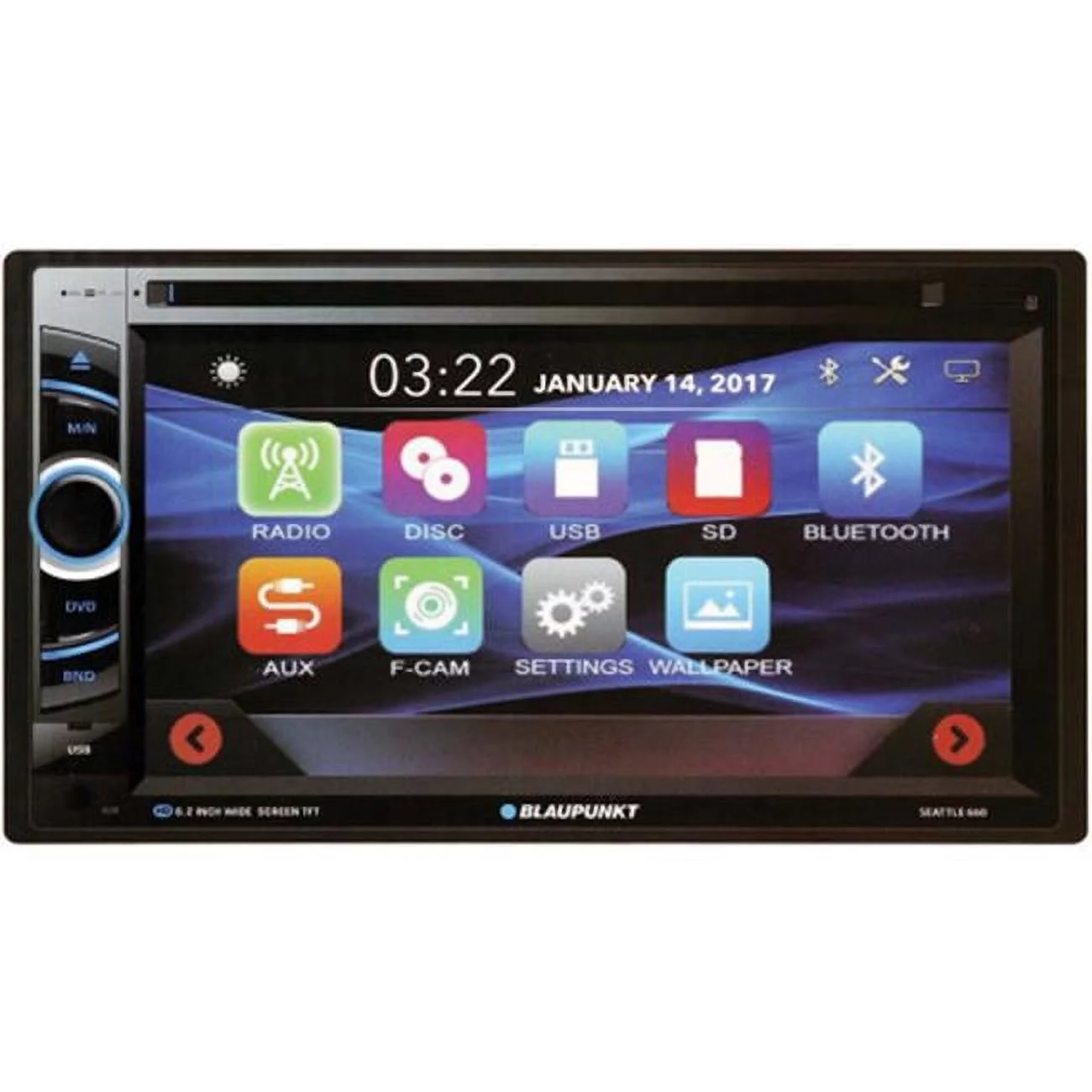 Blaupunkt  Double Din 6.2 in. Touchscreen AM, FM, CD, DVD, BT & USB