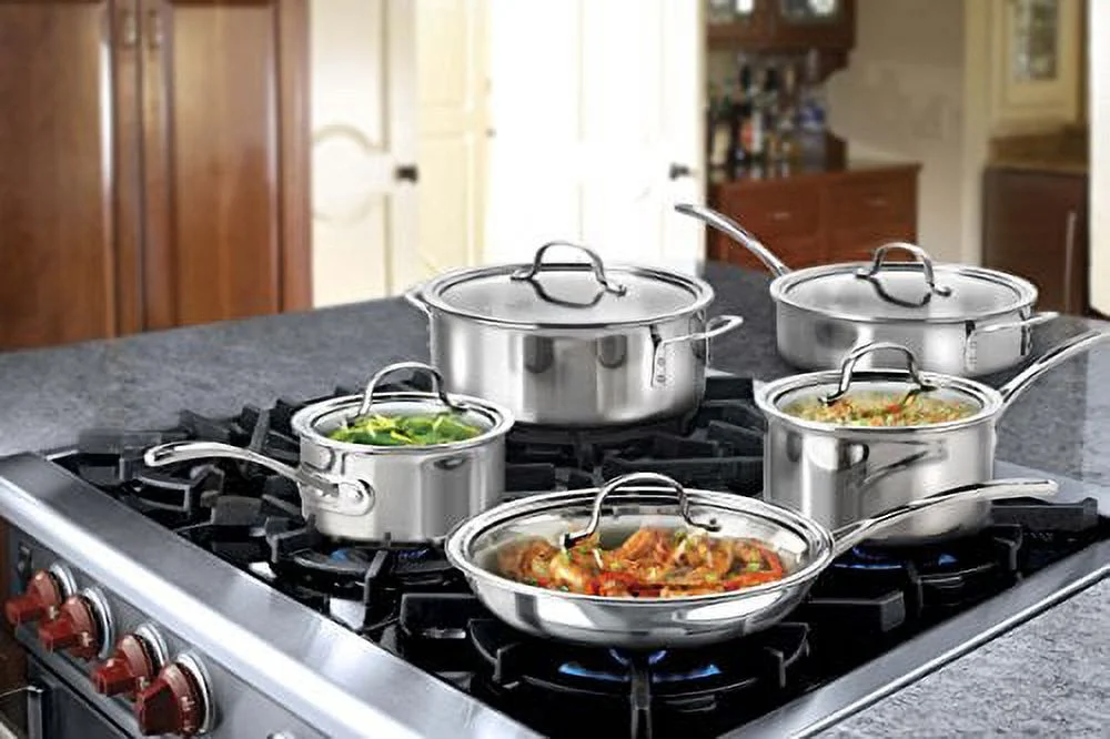 Calphalon Used 10 Piece Tri-Ply Cookware Set, Medium, Stainless Steel