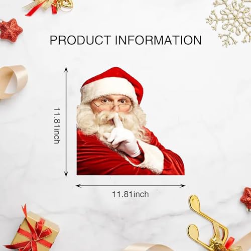2 PCS Santa Claus Car Window Stickers, 8.6In x 11.8In Waterproof PVC Single-Transparent Vehicle Creative Decals, Universal Christmas DIY Decorative Accessories for Home Wall (Red #Stare)